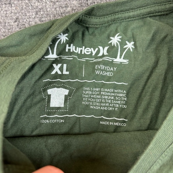 HURLEY Mens Green Logo T- Shirt Everyday Washed  size: XL - Picture 3 of 5